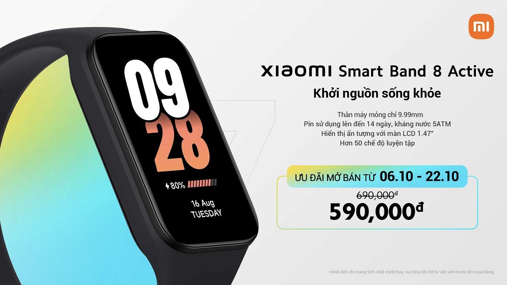 Xiaomi Smart Band 8 chính thức ra mắt: Màn hình 60Hz, pin dùng 2 tuần, giá chỉ 890.000 đồng